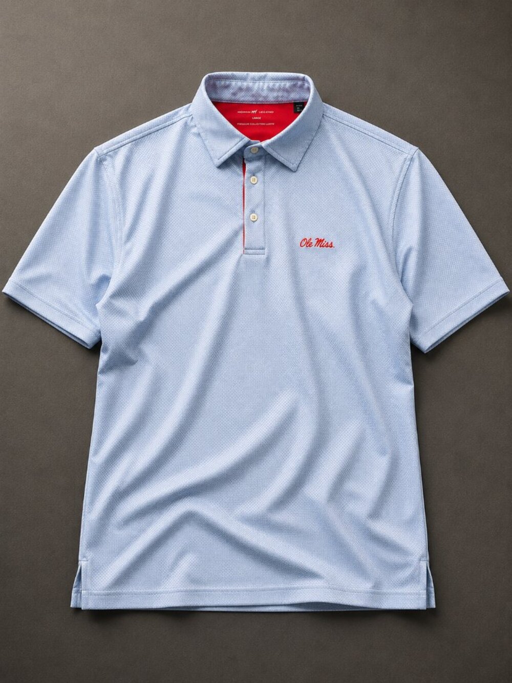 Horn Legend Ole Miss Rebels Powder Blue Performance Polo Shirt Men's Large